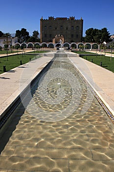 The Palace la Zisa and Garden : Mediterranean vegetation and plashing fountains