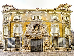 Palace Marques De Dos Aguas facade in alabaster in Valencia, Sp
