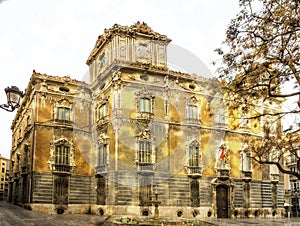 Palace Marques De Dos Aguas facade in alabaster in Valencia, Spa