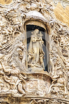 Palace Marques De Dos Aguas facade in alabaster in Valencia, Spa