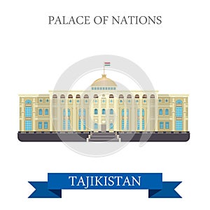 Palace of Nations Dushanbe Tajikistan vector flat attraction