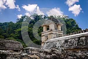 Palace observatory tower at mayan ruins of Palenque - Chiapas, Mexico