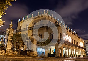 Palace in Old Havana at night