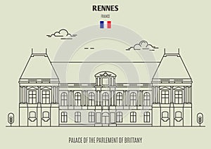 Palace of the Parlement of Brittany in Rennes, France. Landmark icon photo