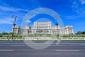 The Palace of the Parliament also known as People`s House Casa Popoprului in Constitutiei Square Piata Constitutiei in