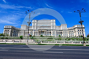 The Palace of the Parliament also known as People`s House Casa Popoprului in Constitutiei Square Piata Constitutiei in