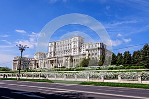 The Palace of the Parliament also known as People`s House Casa Popoprului in Constitutiei Square Piata Constitutiei in