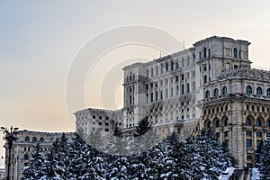 Palace of the Parliament, Bucharest, Romania - winter scene