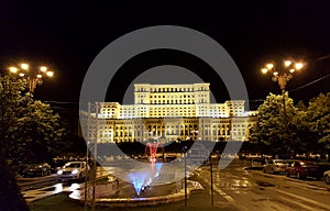 The Palace of the Parliament at night, Bucharest, Romania