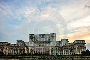 Palace of Parliament at night time, Bucharest, Romania