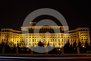 Palace of Parliament at night time, Bucharest, Romania