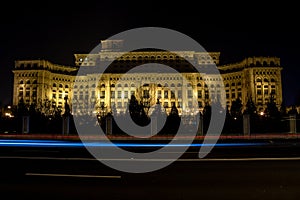 Palace of Parliament at night time, Bucharest, Romania