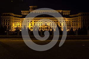 Palace of Parliament at night time, Bucharest, Romania