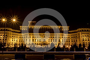 Palace of Parliament at night time, Bucharest, Romania