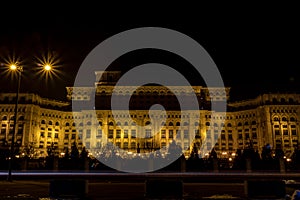 Palace of Parliament at night time, Bucharest, Romania