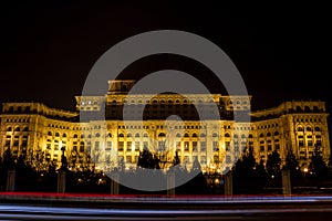 Palace of Parliament at night time, Bucharest, Romania