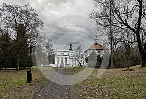 palace poniatowski from the 18th century in autumn aura jablonna, legionowo district