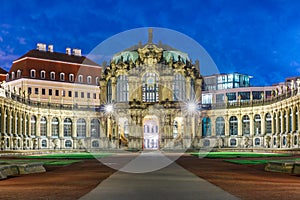 Zwinger at night in Dresden, Germany