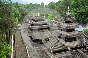Palace roofs in Enshi Tusi imperial ancient city in Hubei China