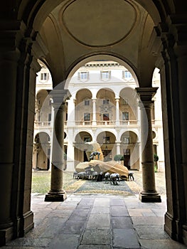 Palace Saluzzo Paesana in Turin city, Italy. Art, history and time