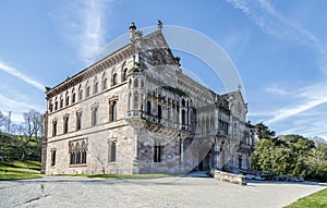 Palace of Sobrellano and church from Comillas, Spain
