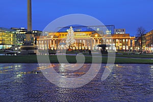 Palace Square in January in evening. Stuttgart, Baden-Wurttemberg, Germany