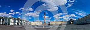 A Palace Square panorama at the daytime with cloudy sky in Saint Petersburg, Russia