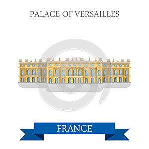 Palace of Versailles in France flat vector attraction landmark