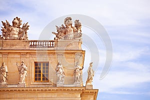 Palace of Versailles with Greek knights sculptures