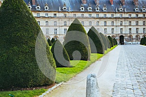 Palace of Versailles seen through a garden