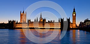 The Palace of Westminster at dusk