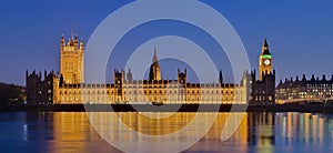 The Palace of Westminster at dusk