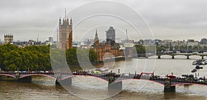 Palace of Westminster at Thames River London UK