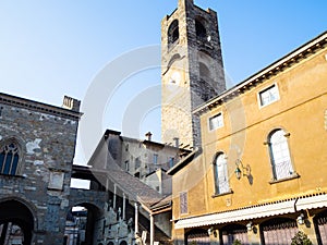 palaces and Campanone on Piazza Vecchia in Bergamo