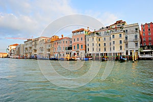 Palaces and gondolas on Grand Canal in Venice