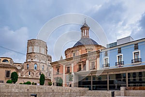 Palaces of Valencia, in the background the dome of the BasÃÂ­lica de la Mare de DÃÂ©u dels Desemparats and the tower Diocesan photo