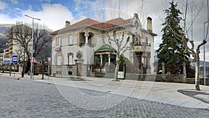 Palacete Jardim, ornate early 20th-century Art Nouveau styled villa, town-side main facade, Covilha, Portugal photo