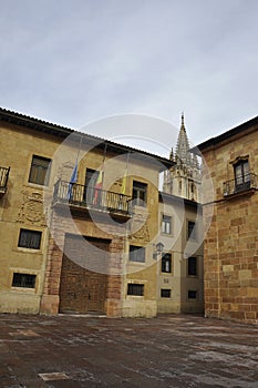 Palacio de Arzobispal Building from Plaza de Corrada del Obispo Square of Oviedo City in Spain