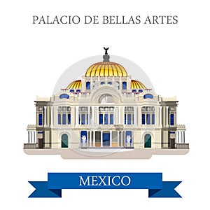 Palacio De Bellas Artes Mexico vector flat attraction landmarks photo