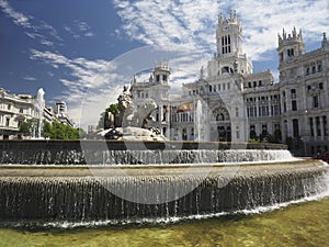 Palacio de Cibelas with statue and fountain Madrid Spain