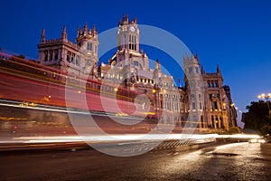 Palacio de Cibeles in summer evening. photo