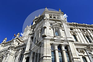 Palacio de comunicaciones, he old buildings in Madrid, Spain photo