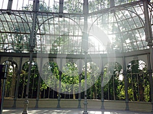 Palacio de Cristal (crystal palace) in retiro park madrid spain