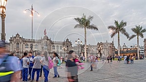 Palacio de Gobierno or The Government Palace also known as House of Pizarro day to night timelapse. photo