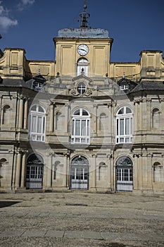 Palacio de la Granja de San Ildefonso in Madrid, Spain. beautiful villa with gardens and classical sources