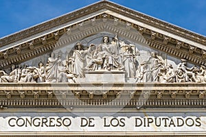 Palacio de las Cortes or Congreso de los Diputados Congress of Deputies, Spanish Parliament in Madrid photo