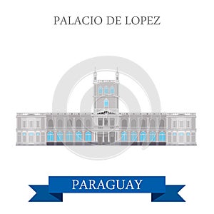 Palacio De Lopez in Asuncion Paraguay vector flat attraction