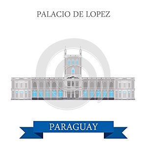 Palacio De Lopez in Asuncion Paraguay vector flat attraction photo