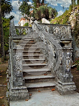 Palacio de Monserrate Palace. Staircase leading from the Botanical Garden to the palace in Neo-Gothic or Neogothic style. 19th photo