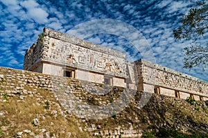 Palacio del Gobernador Governor`s Palace building in the ruins of the ancient Mayan city Uxmal, Mexi photo